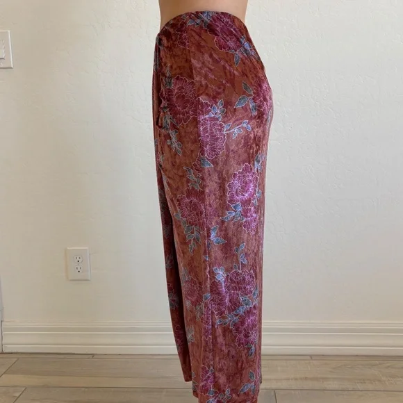 Free People Poets Velvet Sarong Skirt, Size XS, in a Rust Combo, boho - Picture 4 of 9